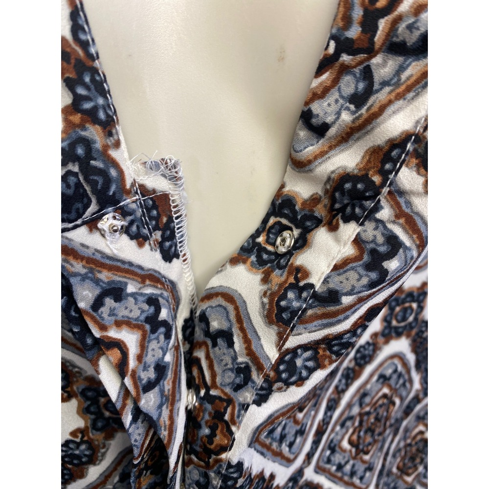 Allison Joy Sleeveless V Neck Geometric Print Blouse Top‎ Women's Size L - Picture 7 of 7